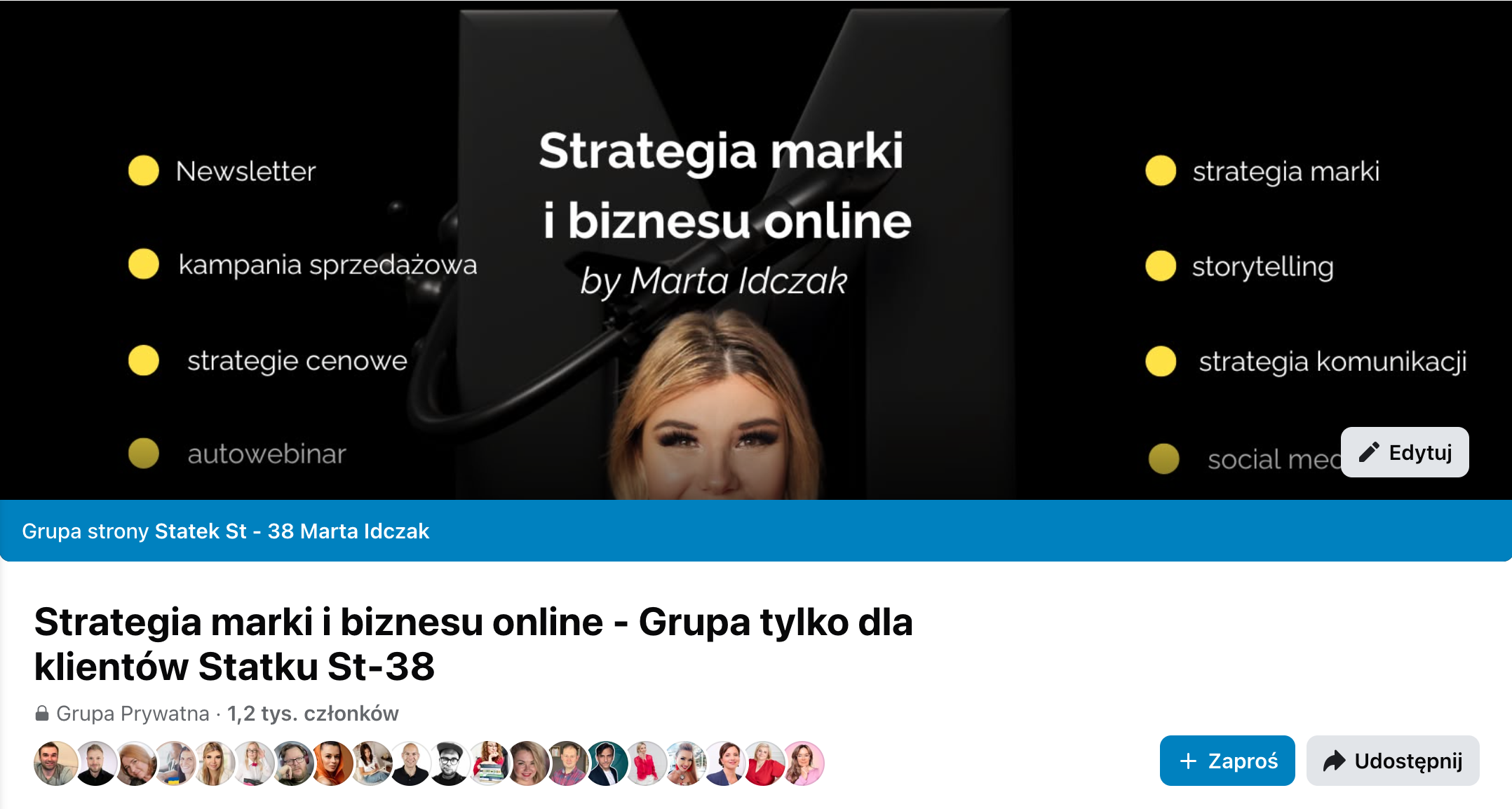 Społeczność kursu Landing Page Pro na Facebooku