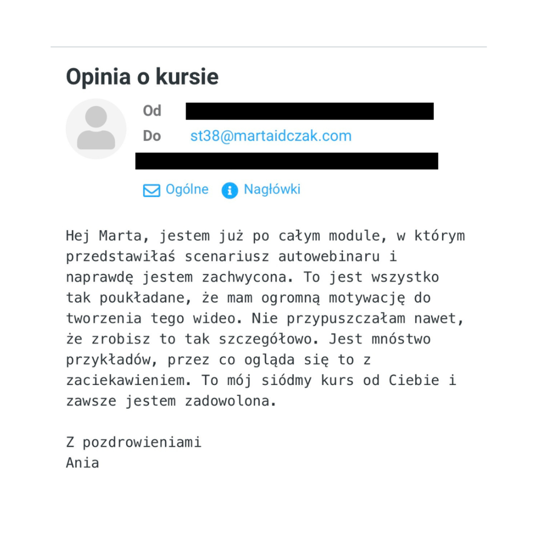 Opinia Ani o kursie Dochodowy Autowebinar